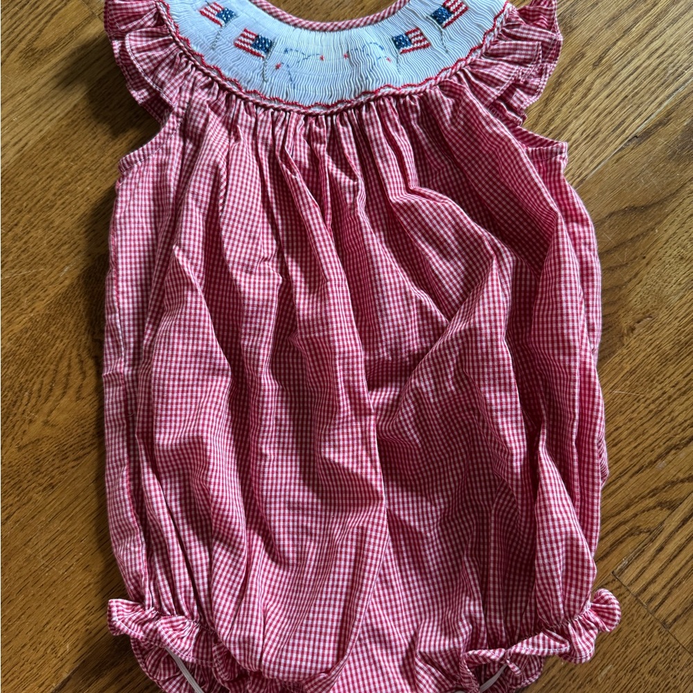 Red Gingham Baby Romper